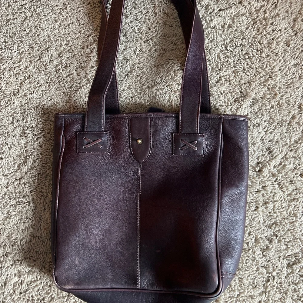 Great buy! Clava American dark brown leather tote - purse - Picture 1 of 4